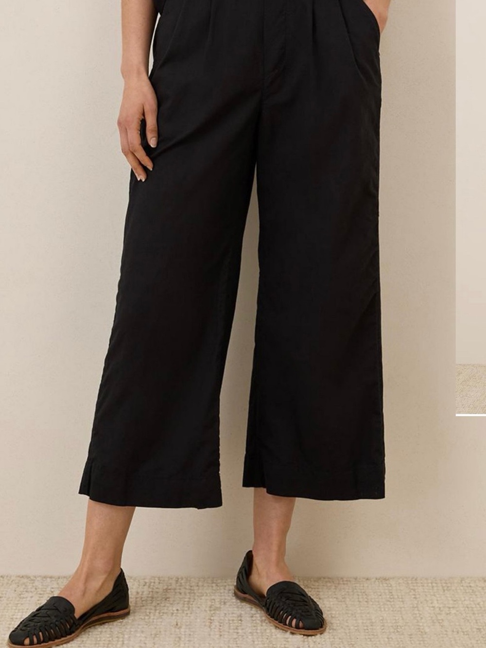 Pact Black Organic Cotton Ankle Wide Leg Pants